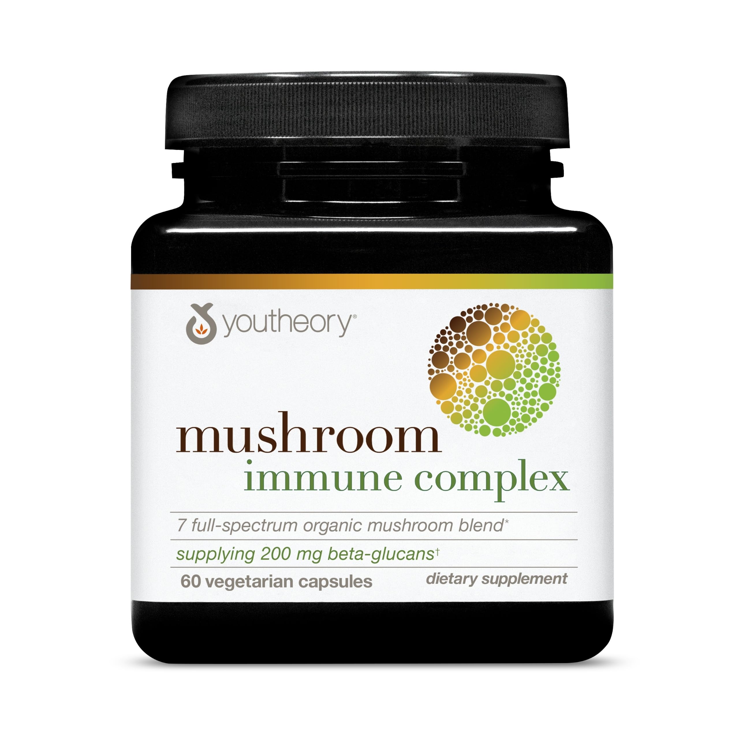 Youtheory daily wellness Support Mushroom Supplement 60 capsules front view