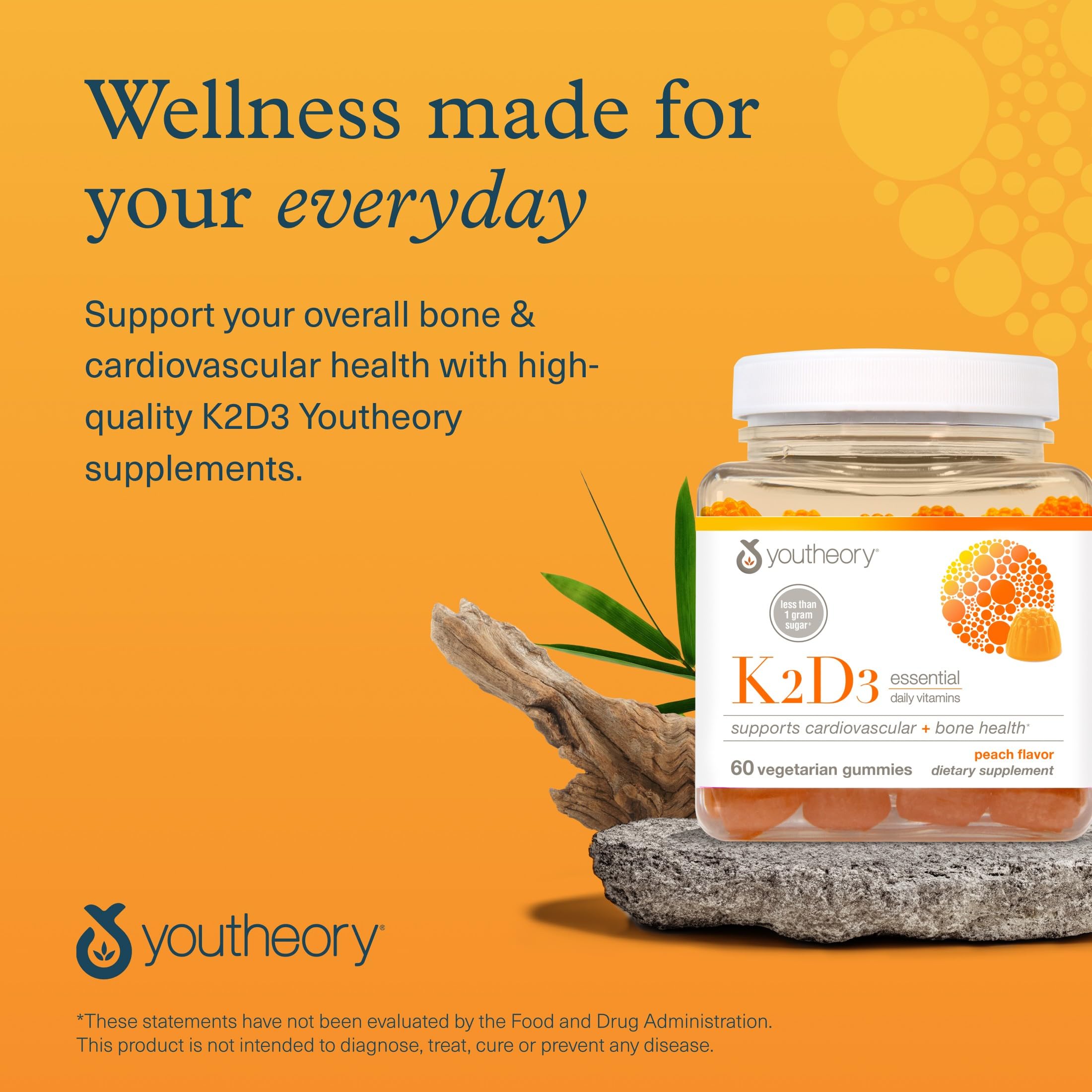 Youtheory K2D3 Vitamin Supplement bottle with a measuring spoon