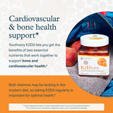 Youtheory K2D3 Vitamin Supplement gummies on a wooden table