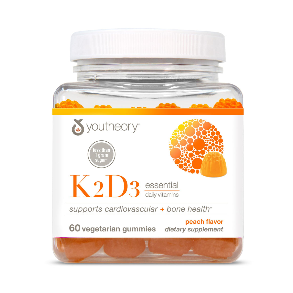 Youtheory K2D3 Vitamin Supplement gummy bottle front view