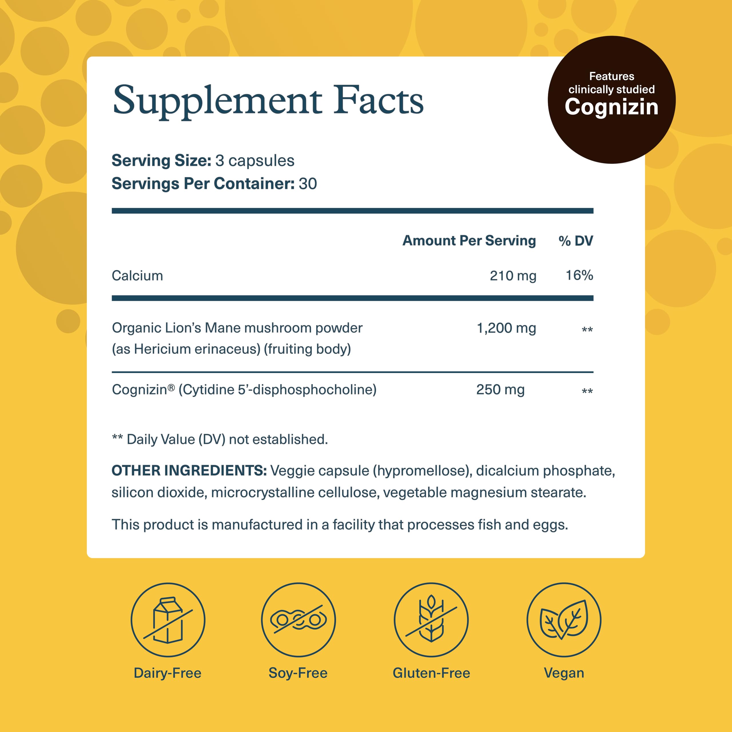 Youtheory Lion's Mane Mushroom Capsules side view