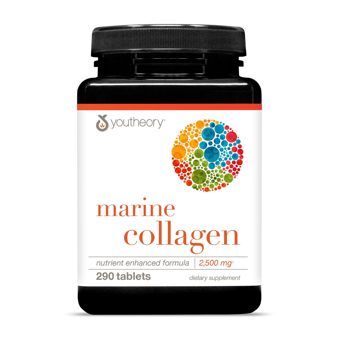 Youtheory Marine Collagen Tablets 2500mg front view