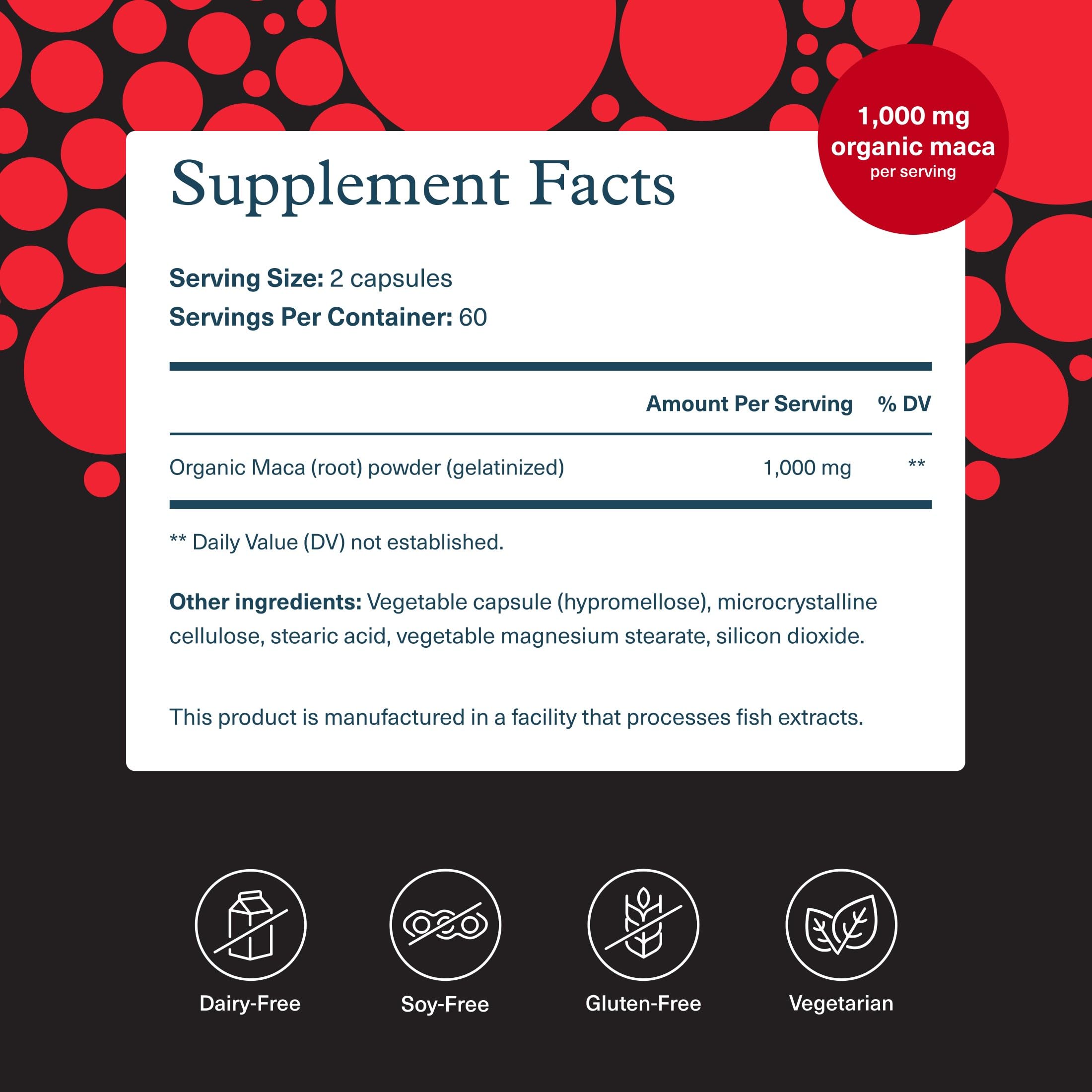 Youtheory Men's Maca Supplement 1000mg vegan capsules side view
