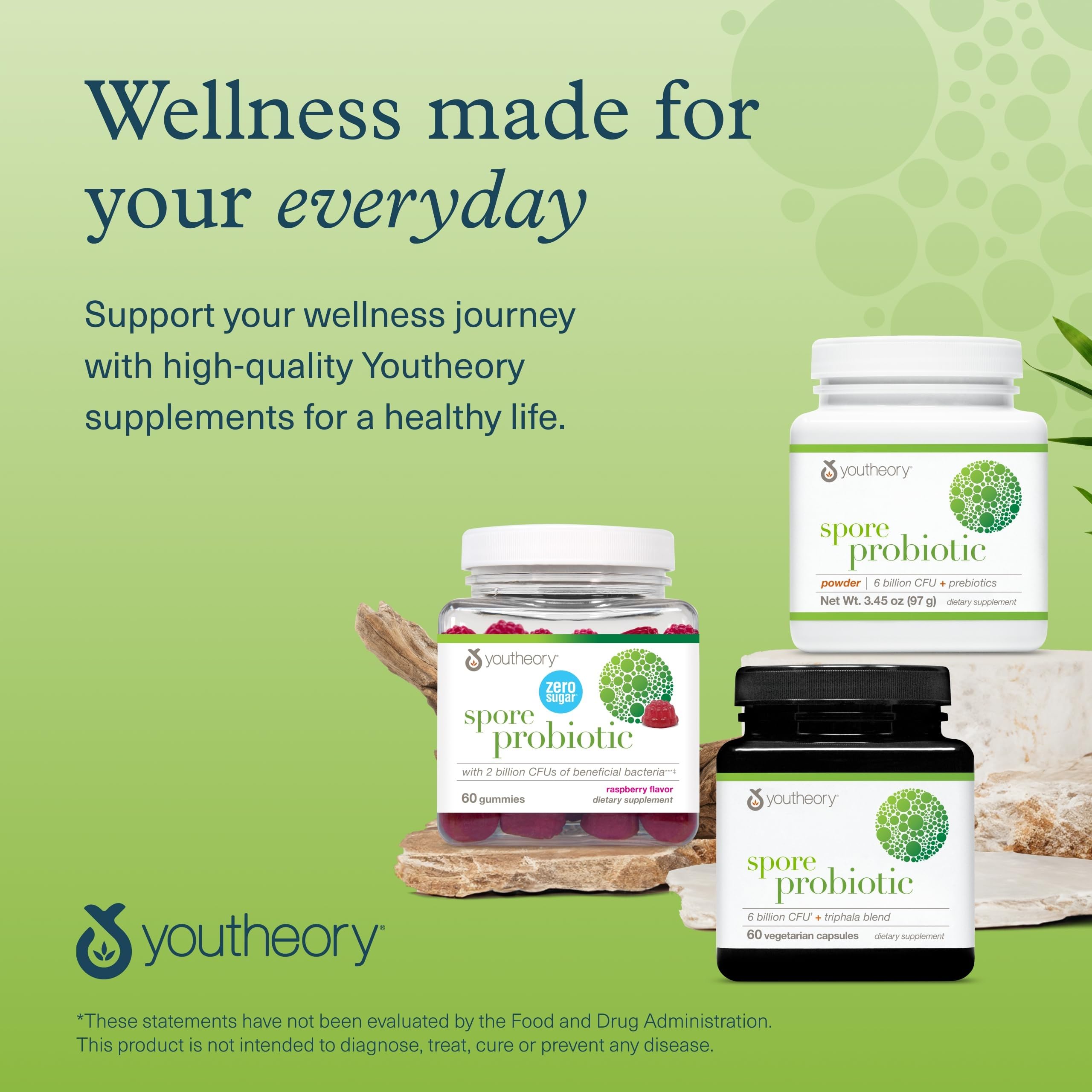 Youtheory Probiotic Gummies with a glass of water