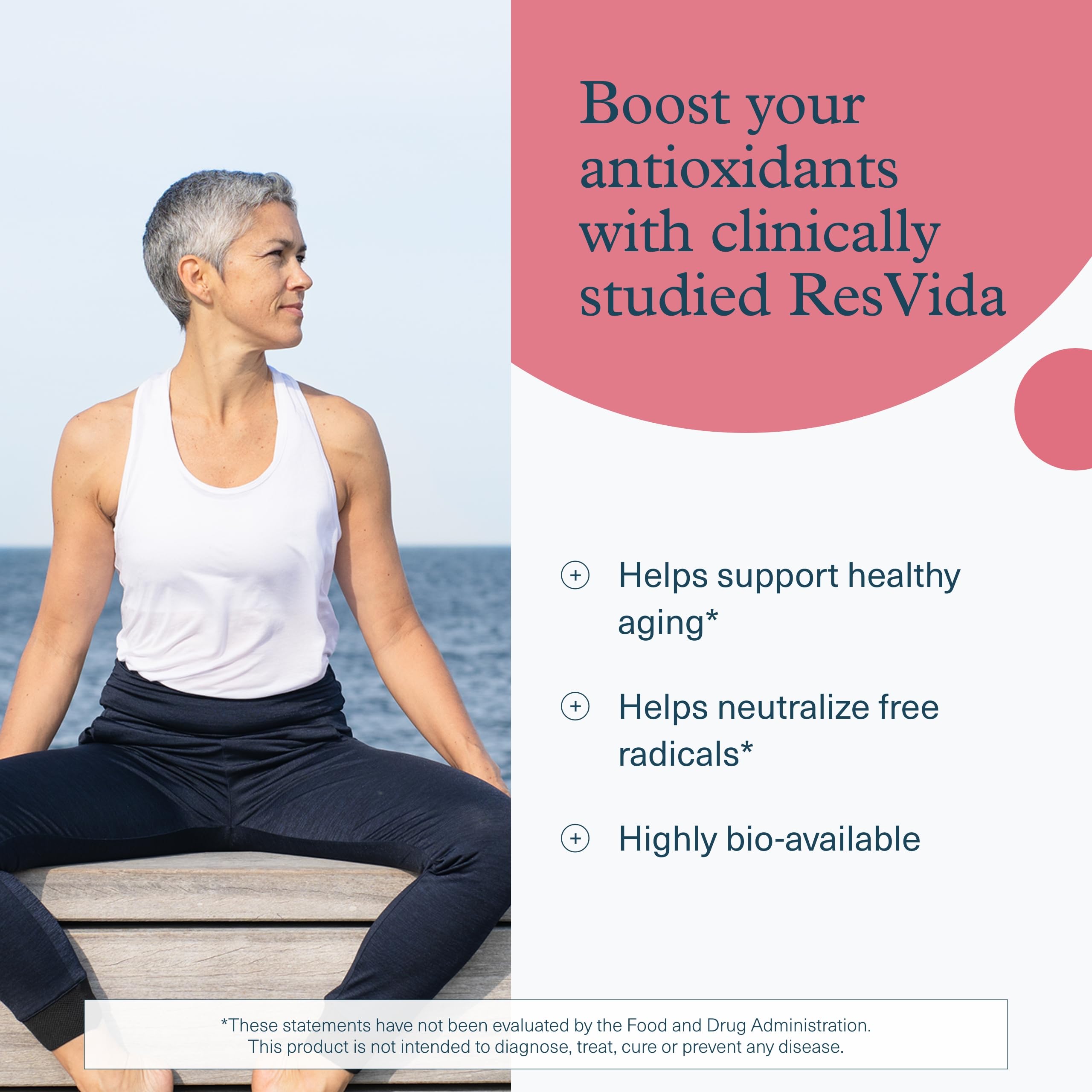 Youtheory Resveratrol Antioxidant Supplement back view showing ingredients