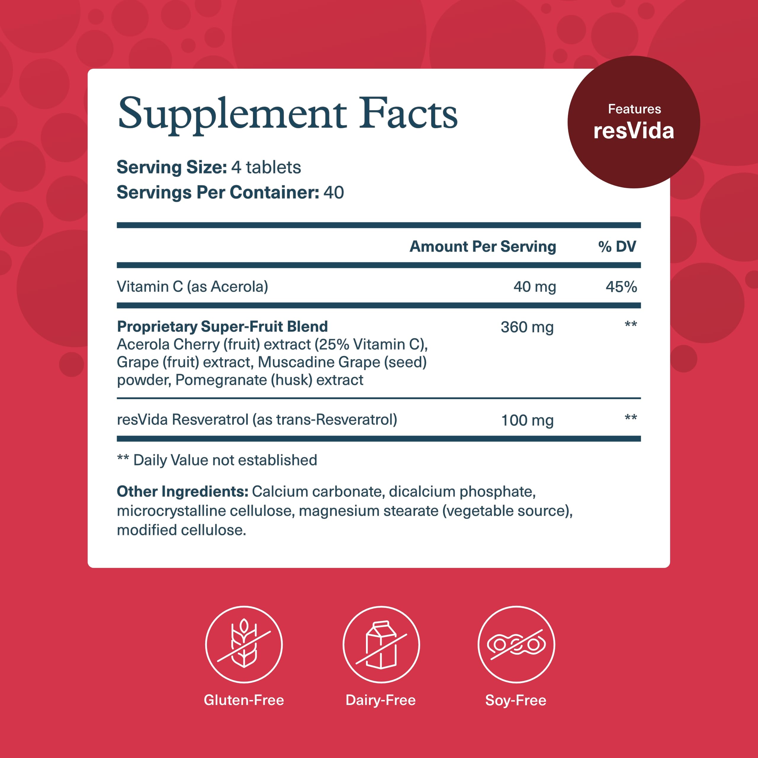 Youtheory Resveratrol Antioxidant Supplement side view with label