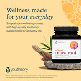 Youtheory Women's Maca Root Supplement 1000mg on a wooden table