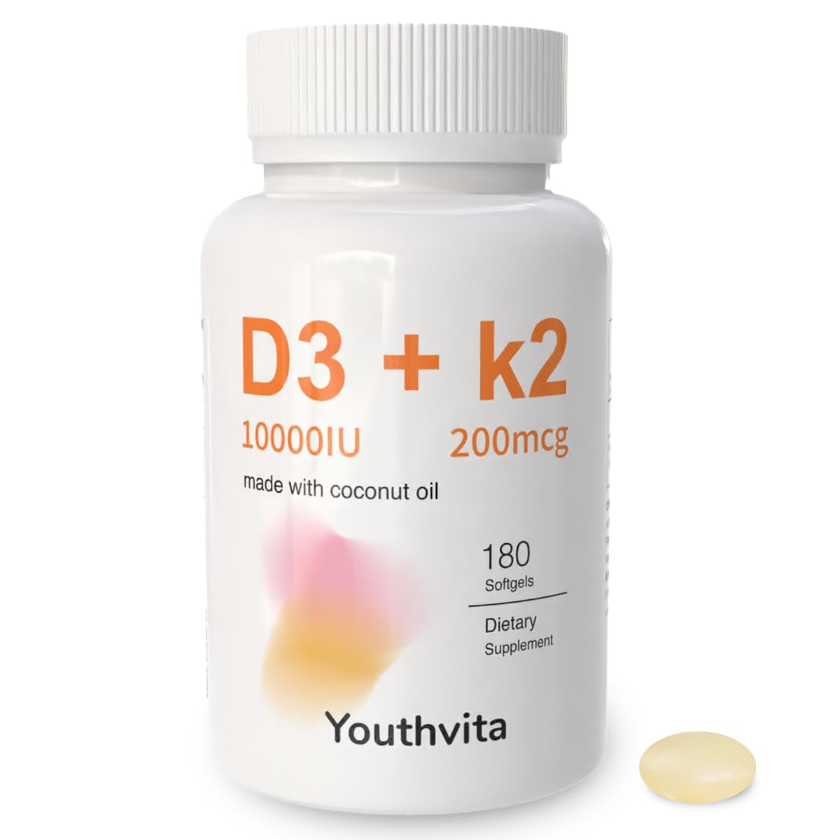 YOUTHVITA Vitamin D3 & K2 Softgels 10000UI front view