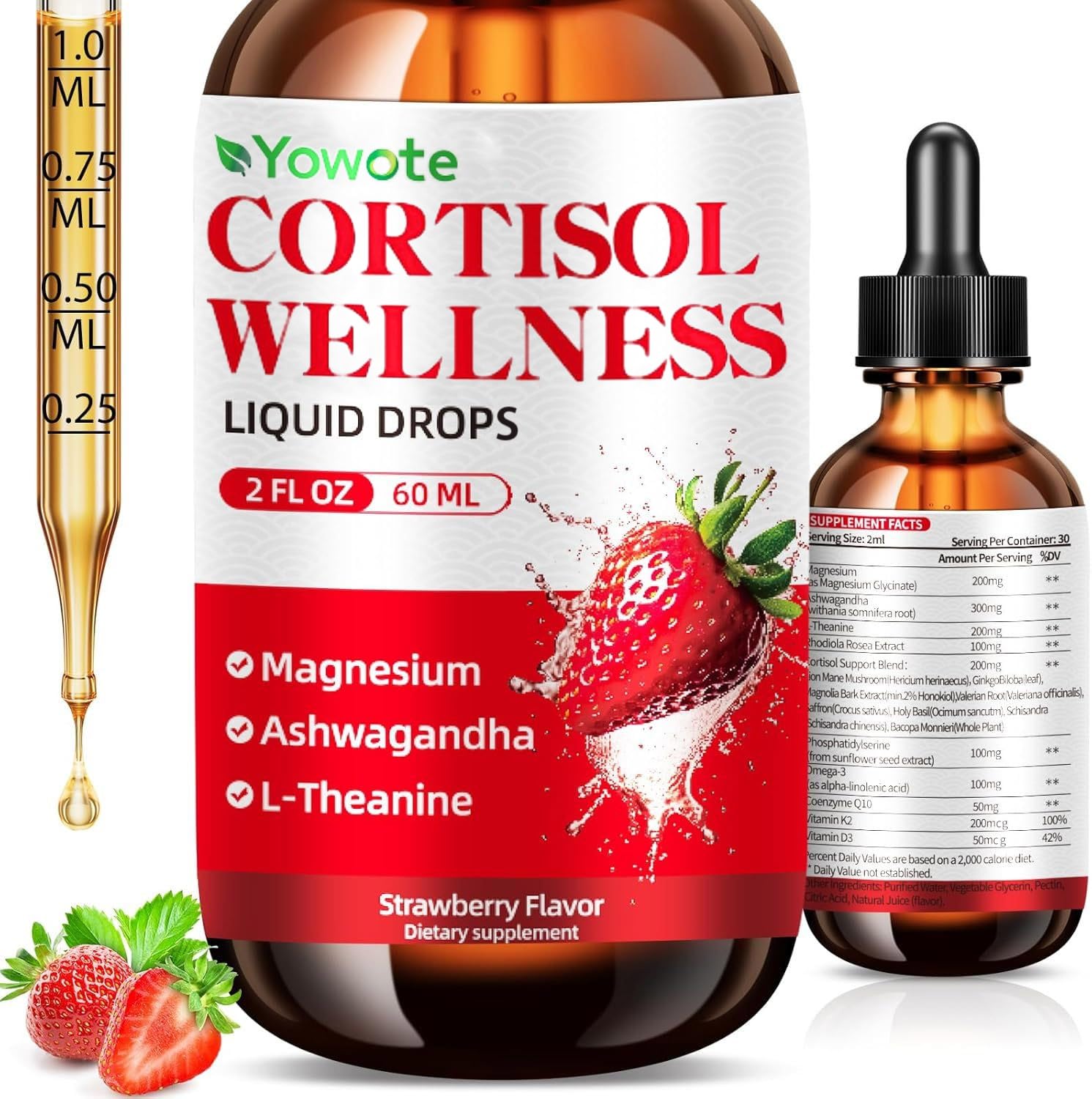 YOWOTE Cortisol Support Liquid Drops 60ML front view