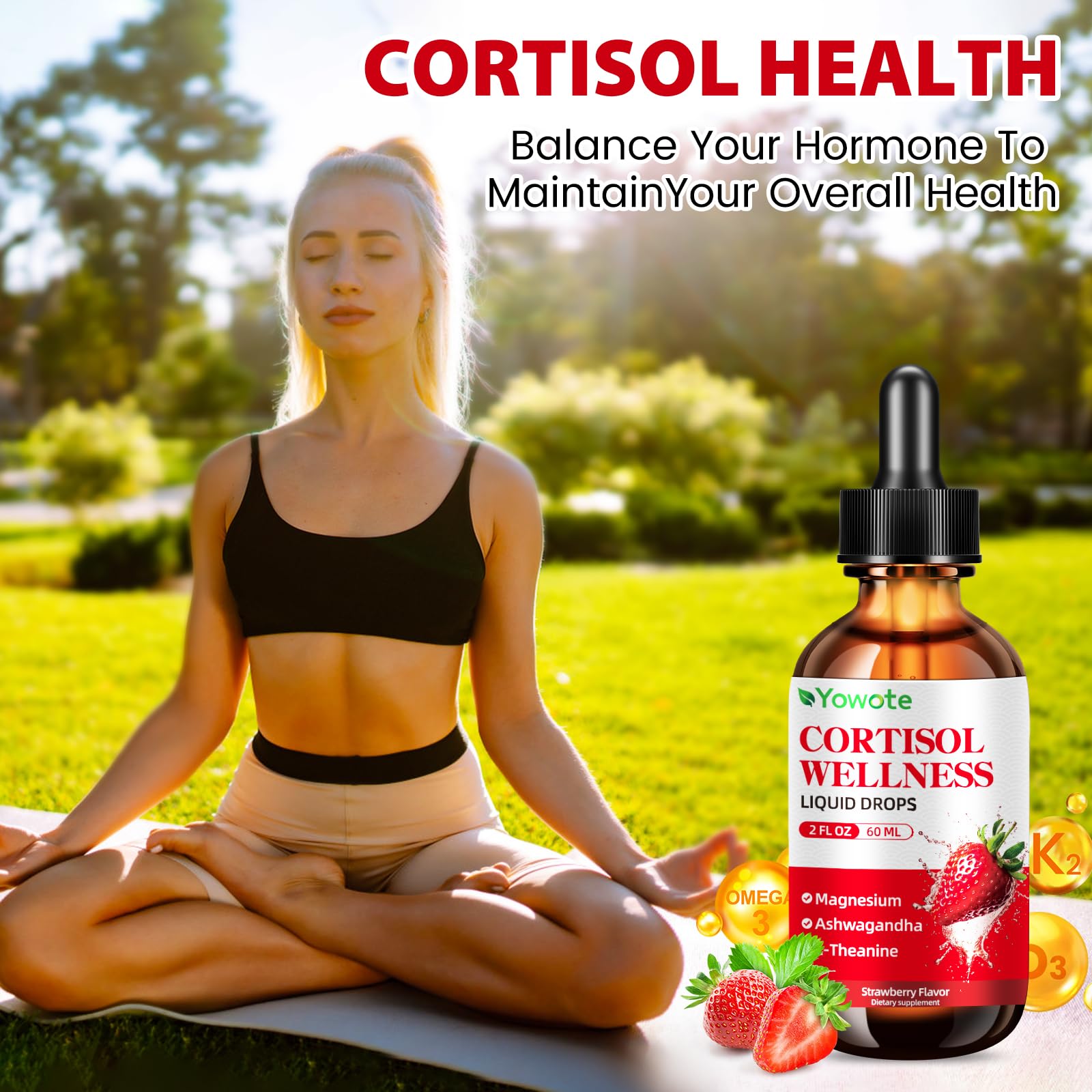 YOWOTE Cortisol Support Liquid Drops 60ML with ingredients