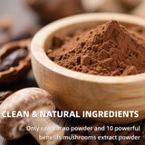 YoYoJo Mushroom Cacao Powder mixed in a smoothie