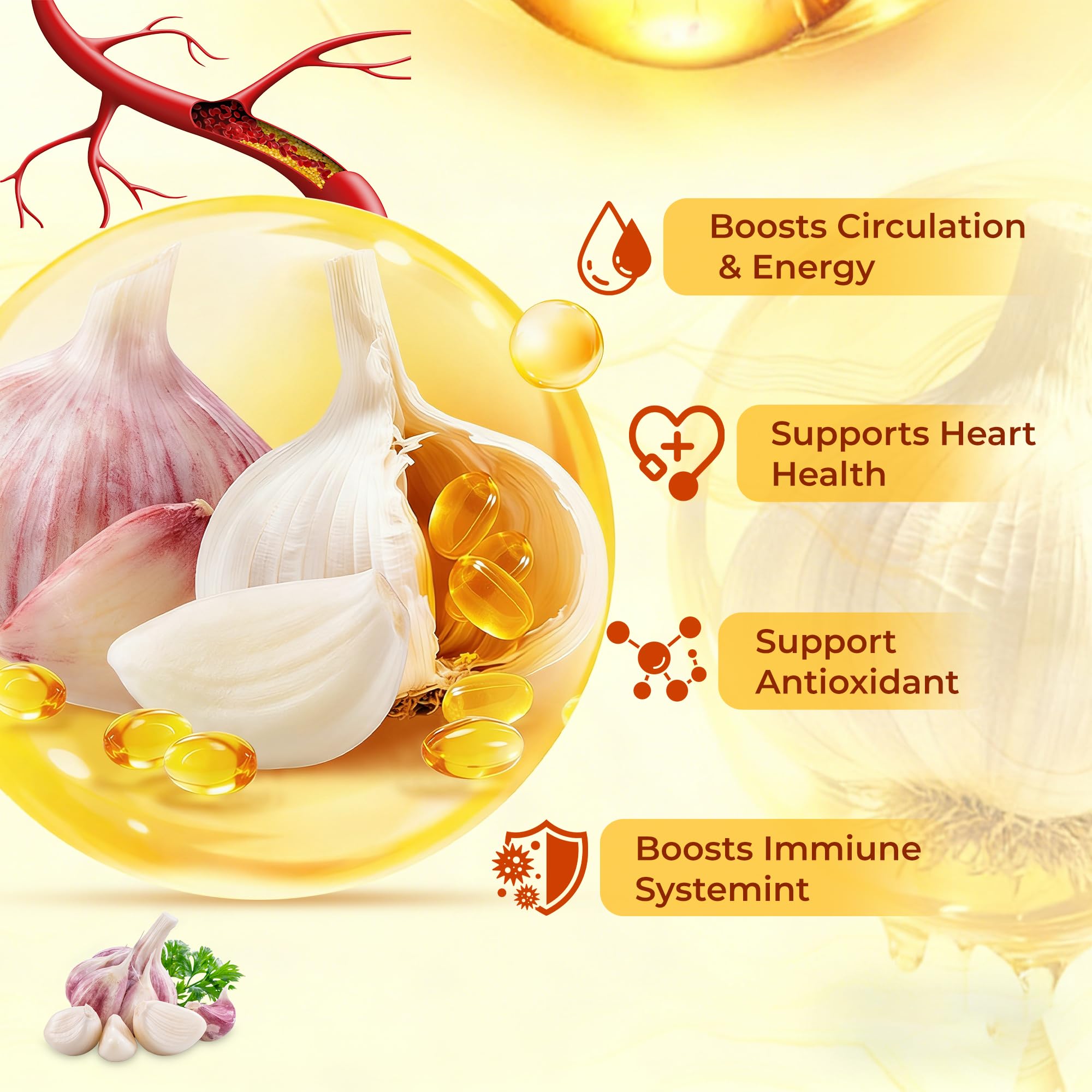 YQMFFQM Odorless Aged Garlic Extract Softgels side view