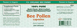 YS Organic Bee Pollen Capsules 500mg with ingredients list