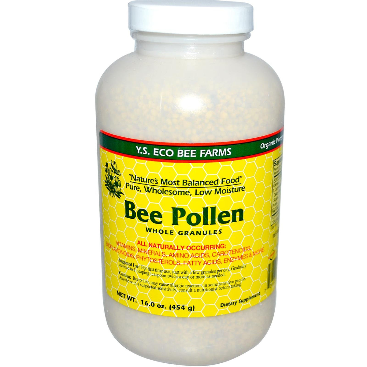 YS Organic Bee Pollen Granulars 454g front view
