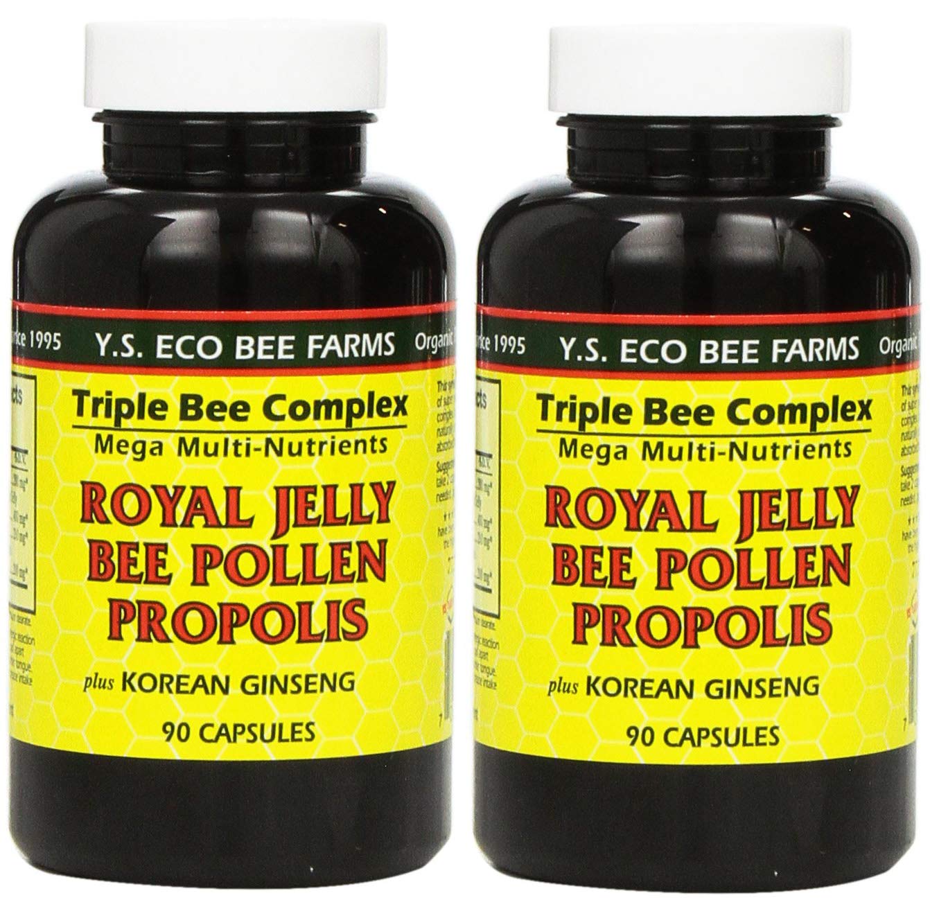 YS Organic Royal Jelly Bee Pollen Propolis 90 Capsules front view