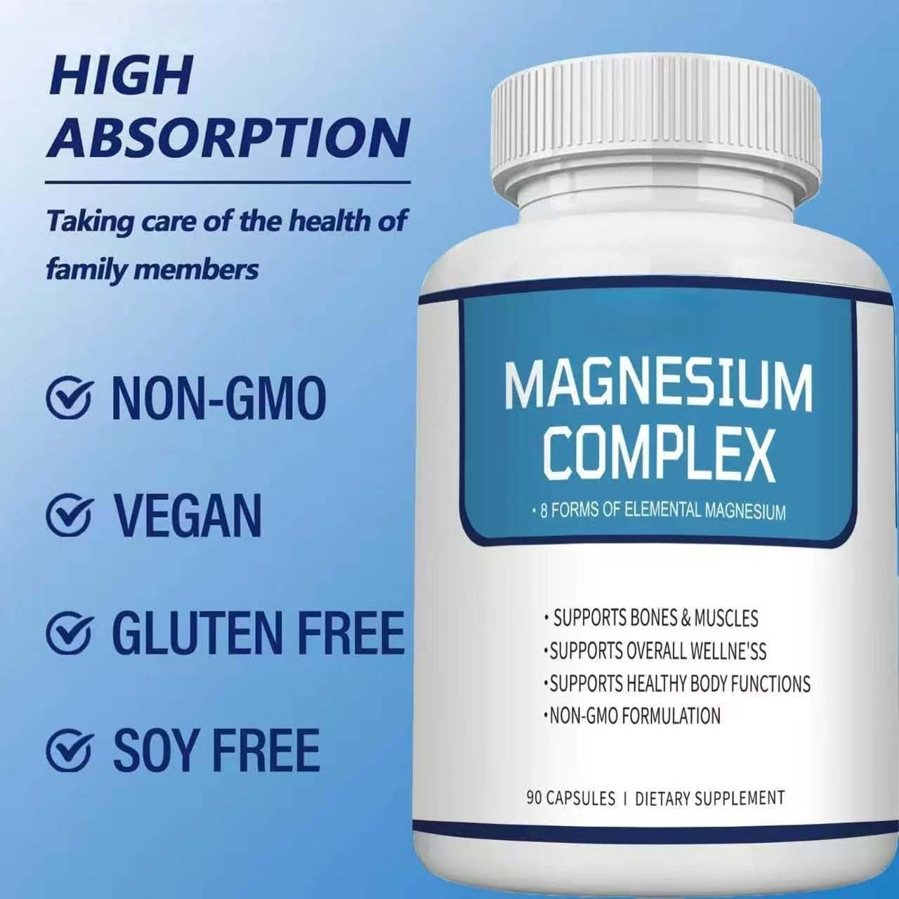 Ysoibva Magnesium Complex capsules on a wooden surface