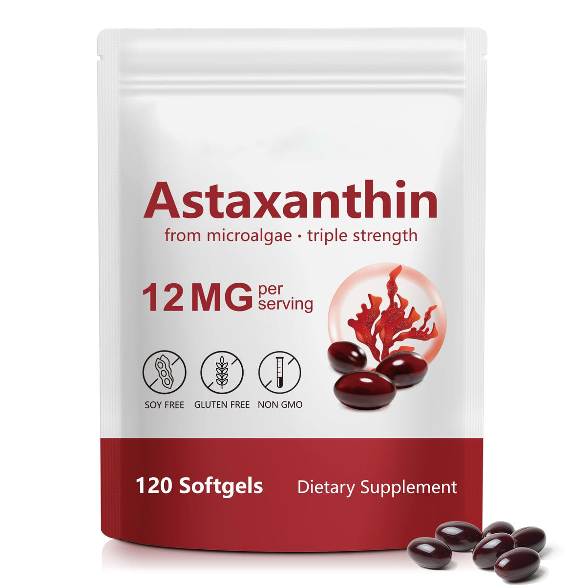 YUEPLATTNMAY Astaxanthin 12mg softgel front view