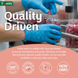 YUM-V'S B Complex Gummies 450g displayed with fresh strawberries