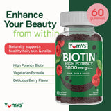YUM-V'S Biotin Gummies bottle with raspberry flavour