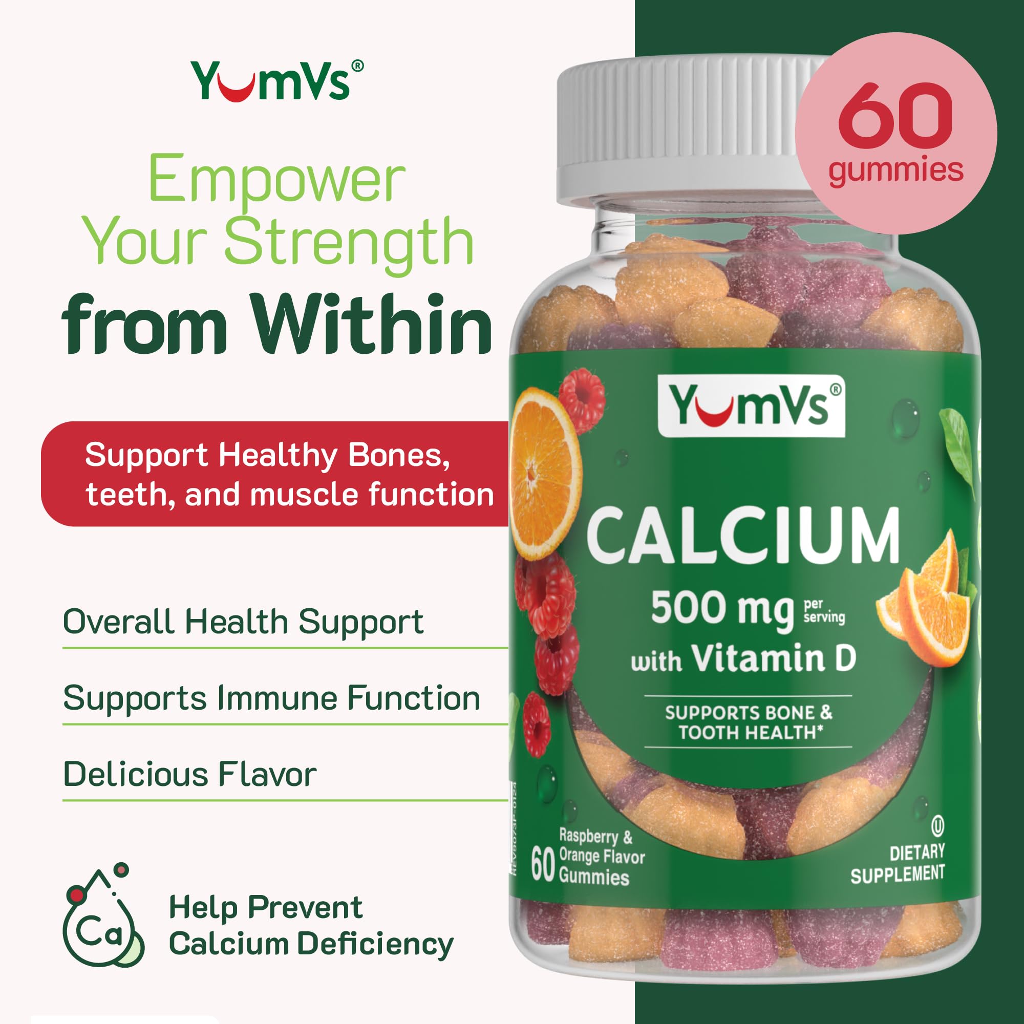 YUM-V'S Calcium Gummies close-up of the gummies