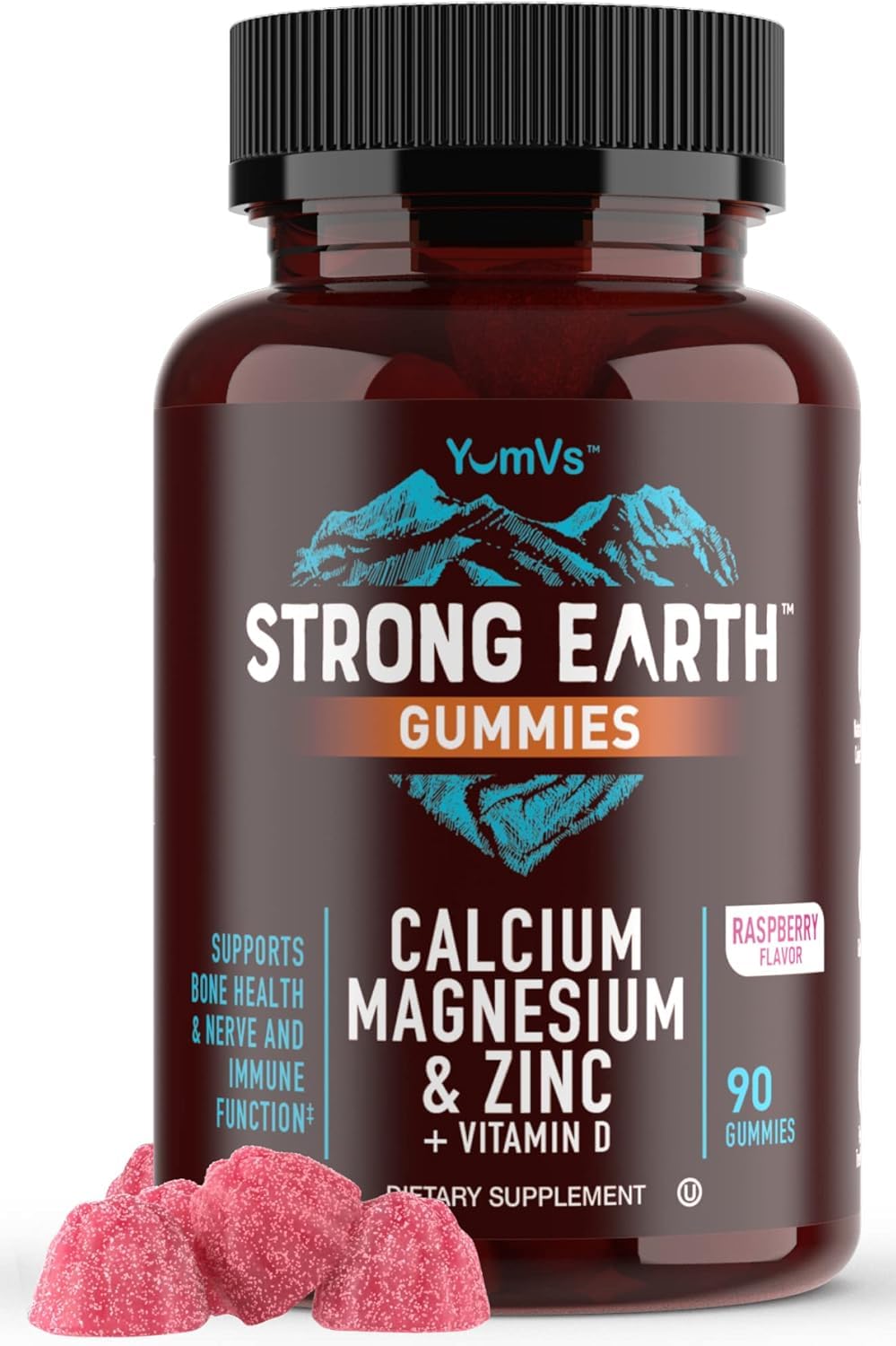 YUM-V'S Calcium Magnesium Zinc Gummies 90 count bottle front view