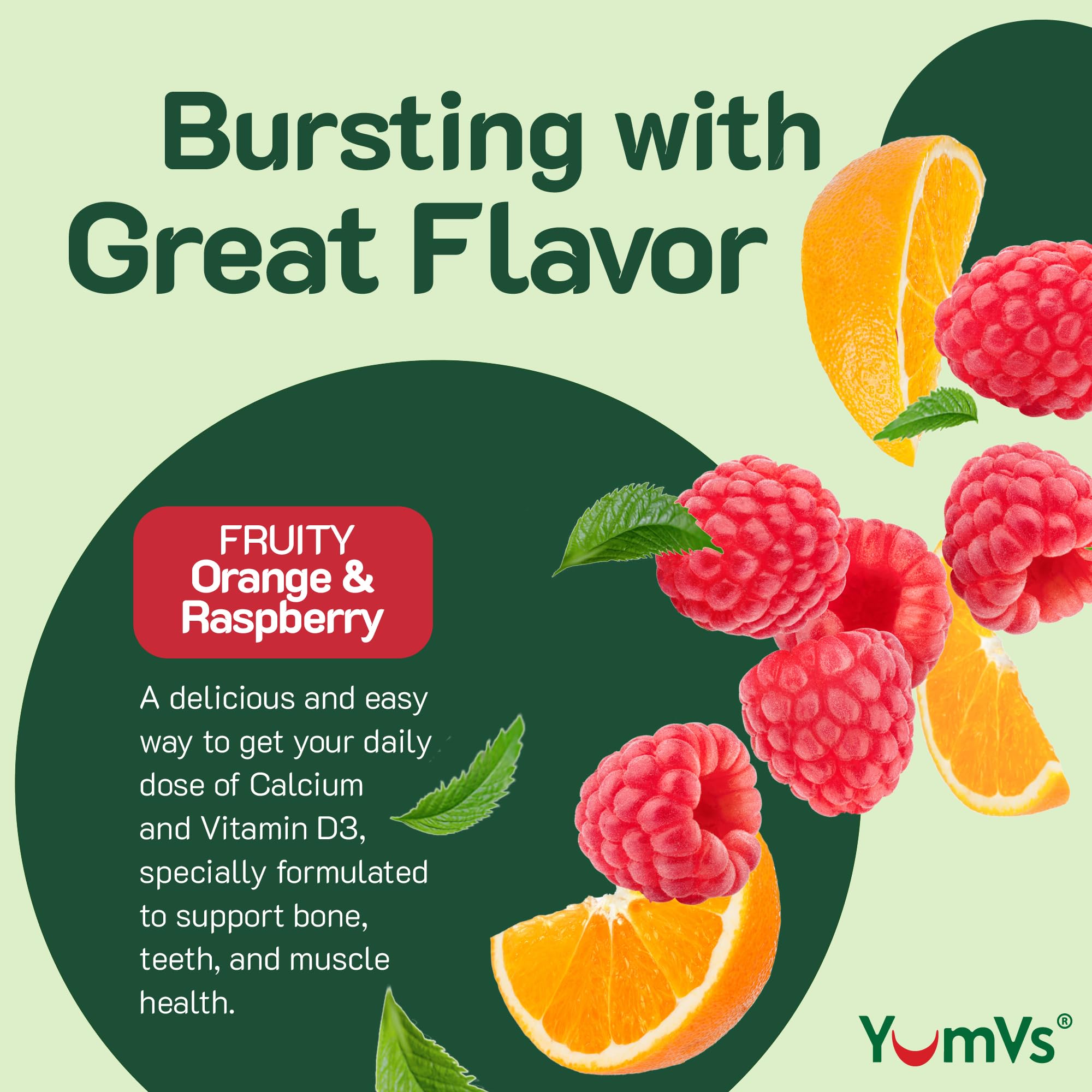 YUM-V'S Calcium with Vitamin D3 Gummies natural raspberry flavour