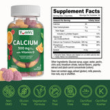 YUM-V'S Calcium with Vitamin D3 Gummies nutritional information