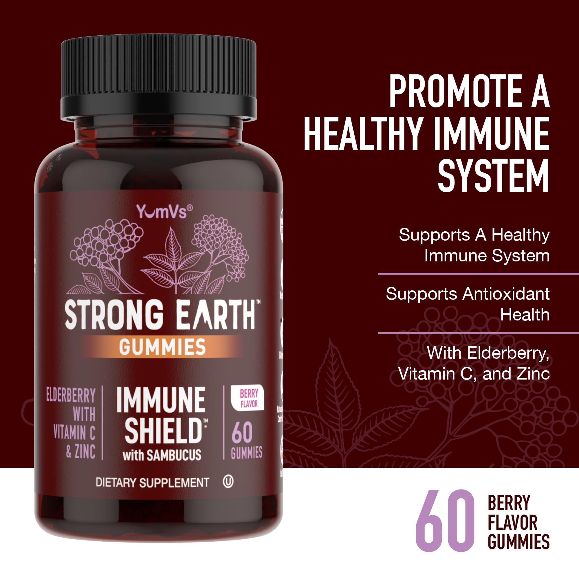 YUM-V'S Elderberry Gummies bottle side view