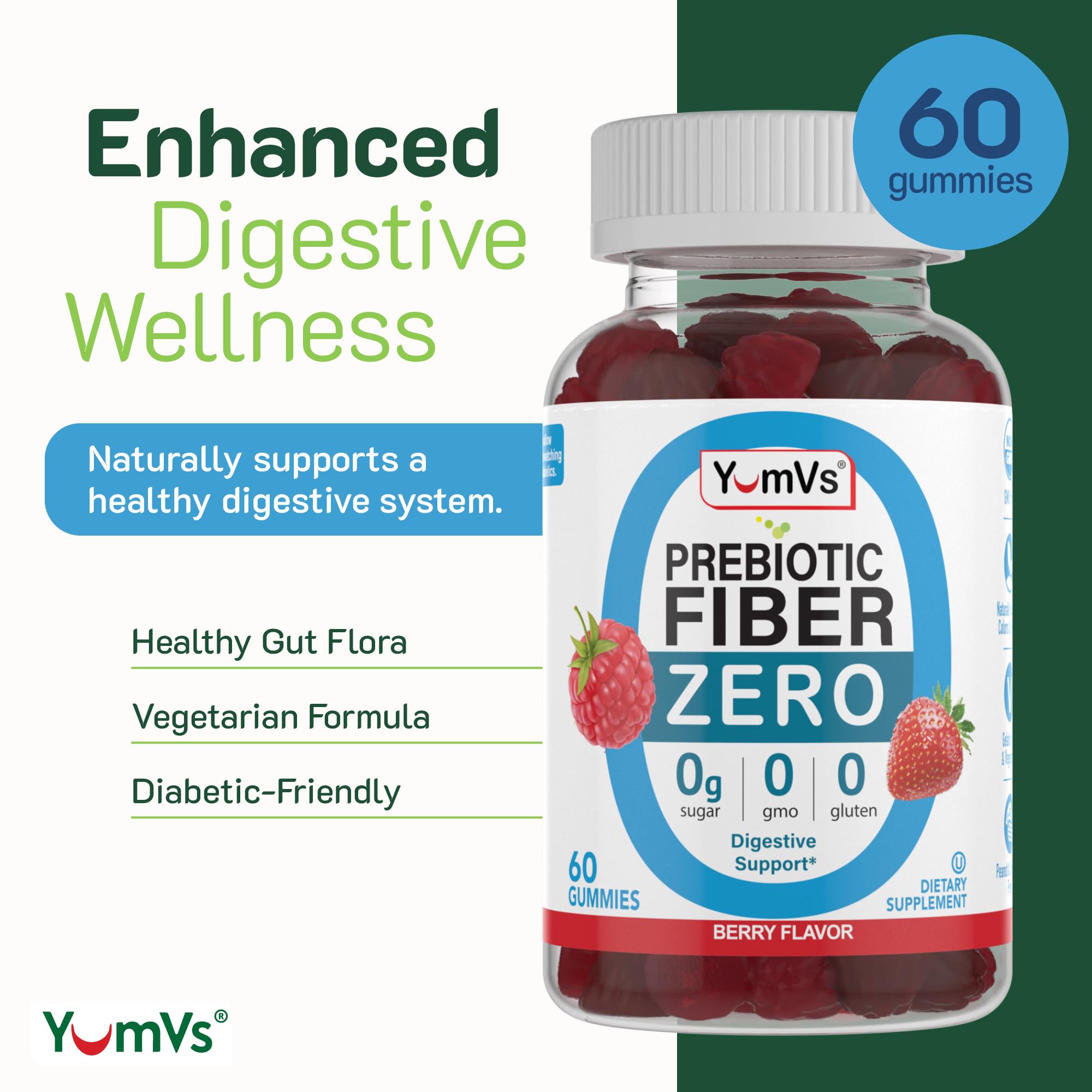 YUM-V'S Fiber Gummies packaging showing nutritional information