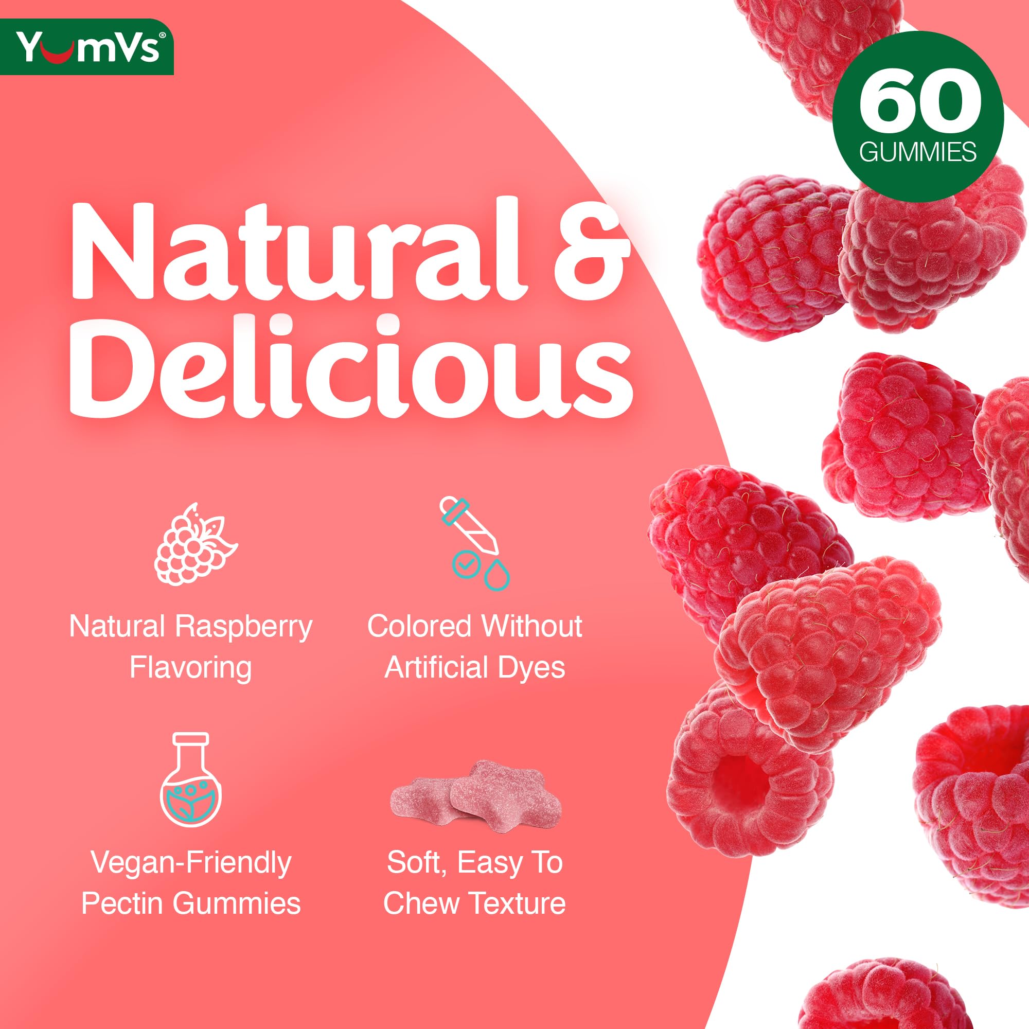 YUM-V'S Gummies 120 Count nutritional information on back