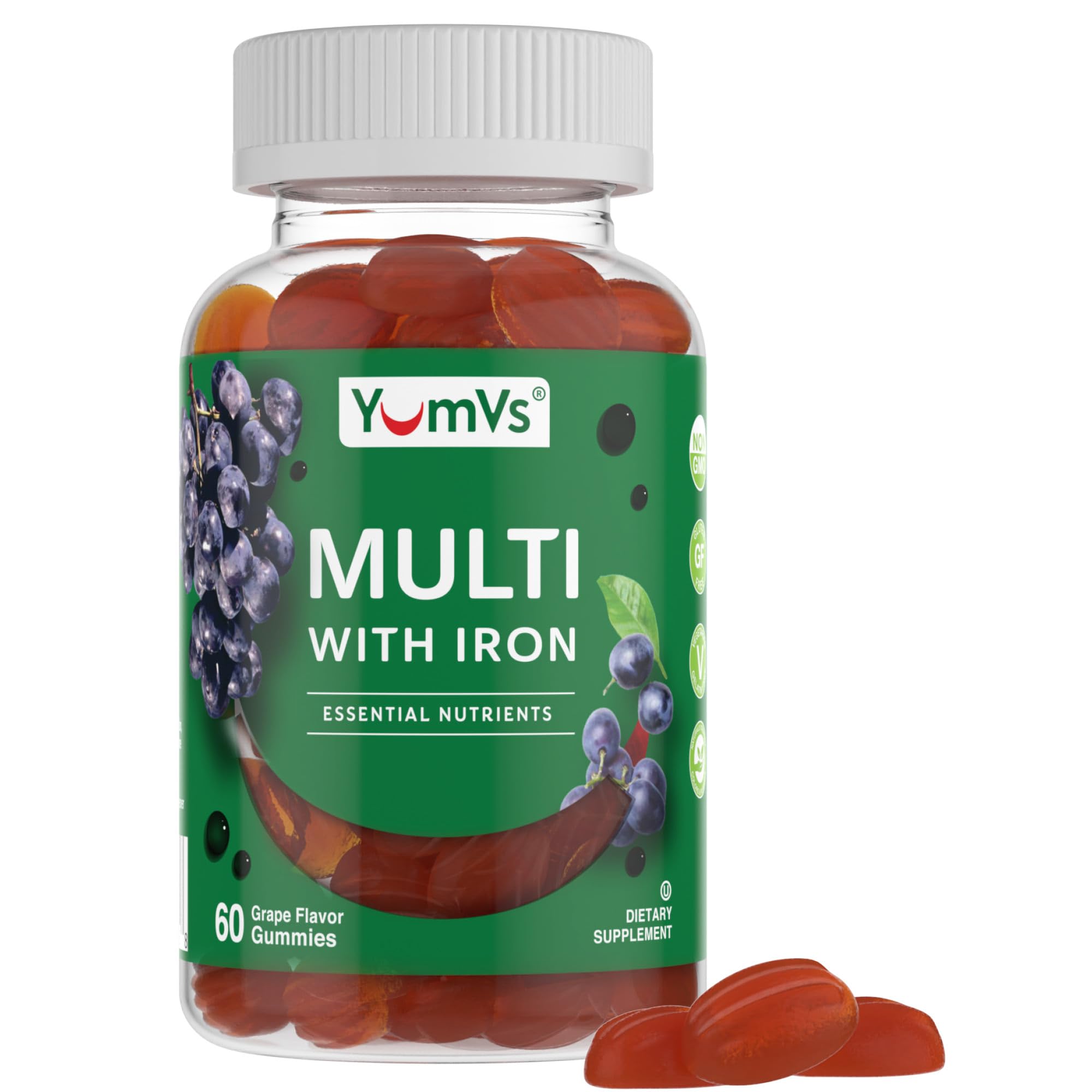 YUM-V'S Gummy Multivitamins with Iron 198g front view