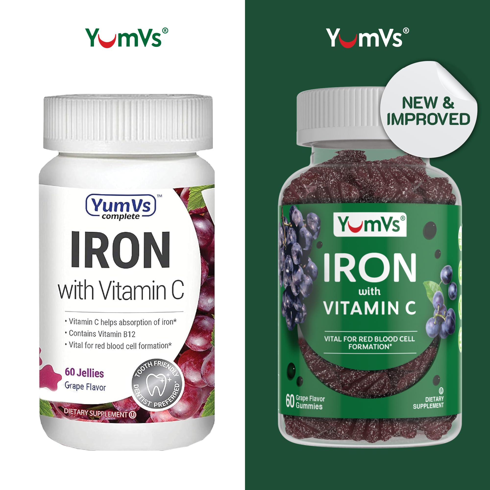 YUM-V'S Iron Gummies grape flavour close-up
