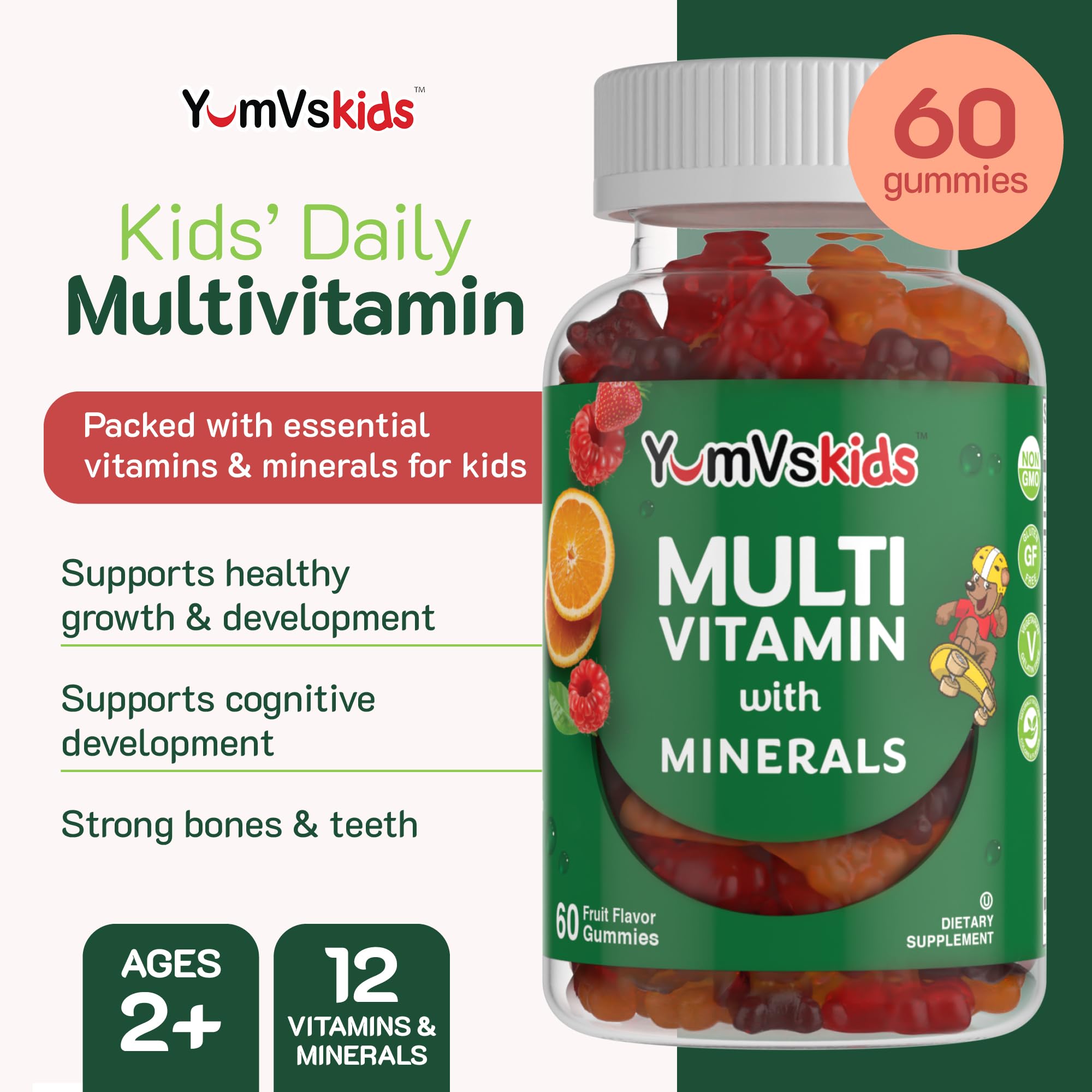 YUM-V'S Kids Multivitamin Gummies assorted fruit flavours