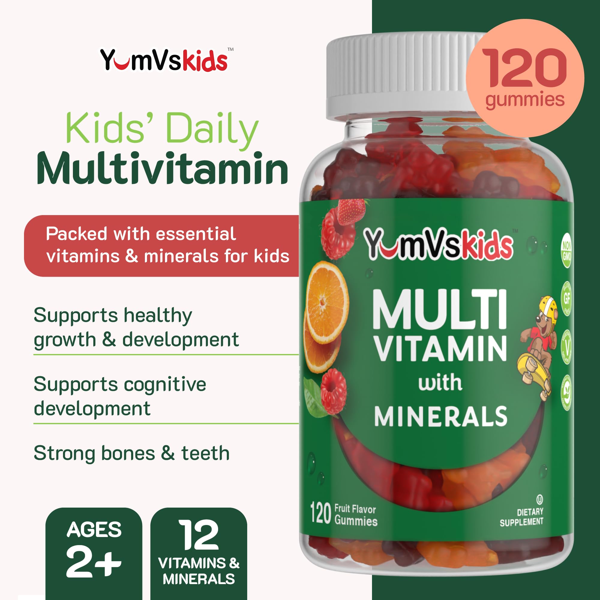 YUM-V'S Kids Multivitamin Gummies assorted fruit flavours