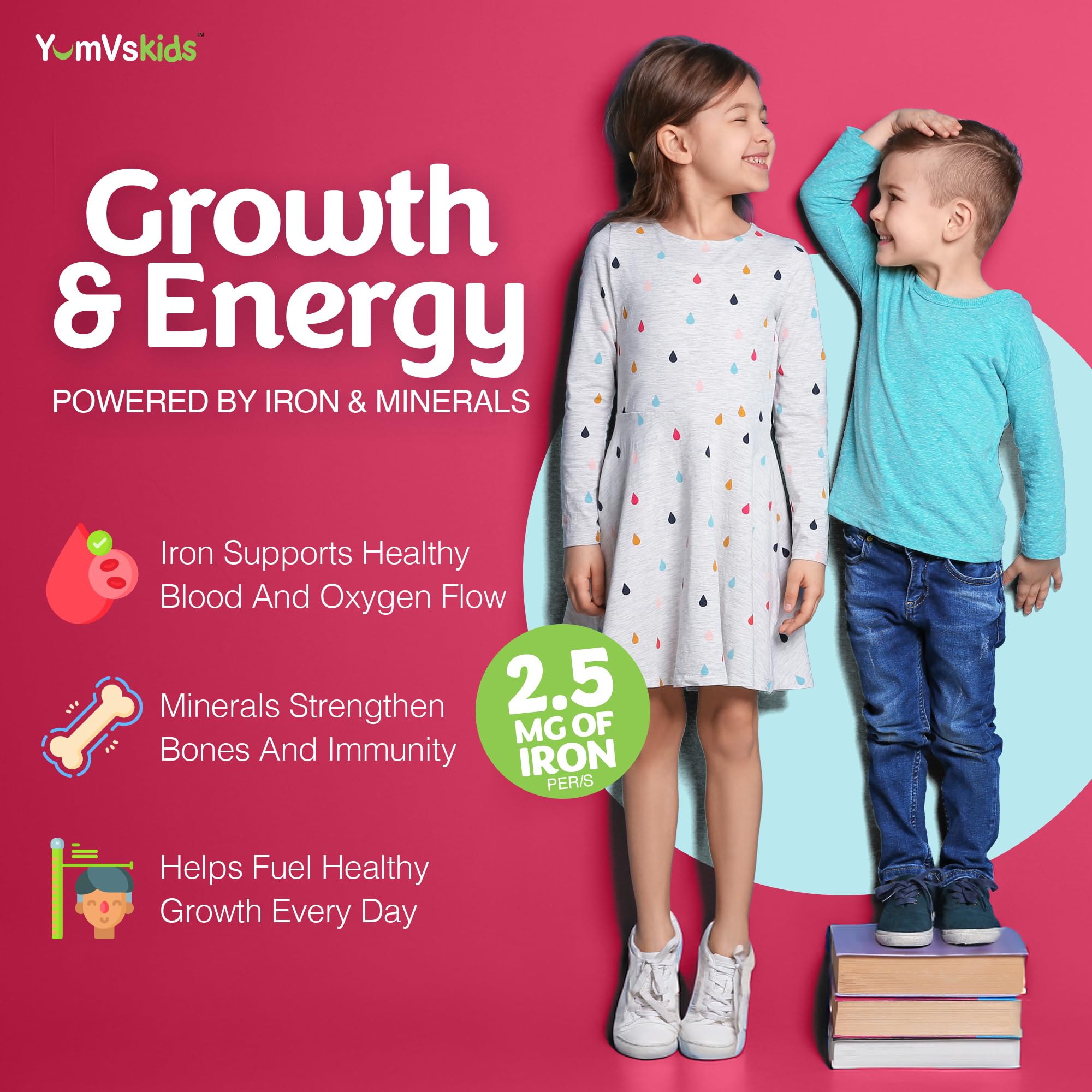 YUM-V'S Kids Multivitamins Chewables side view of the bottle
