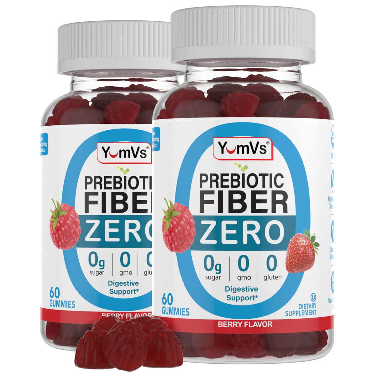 YUM-V'S Prebiotic Fiber Gummies front view with berry flavour