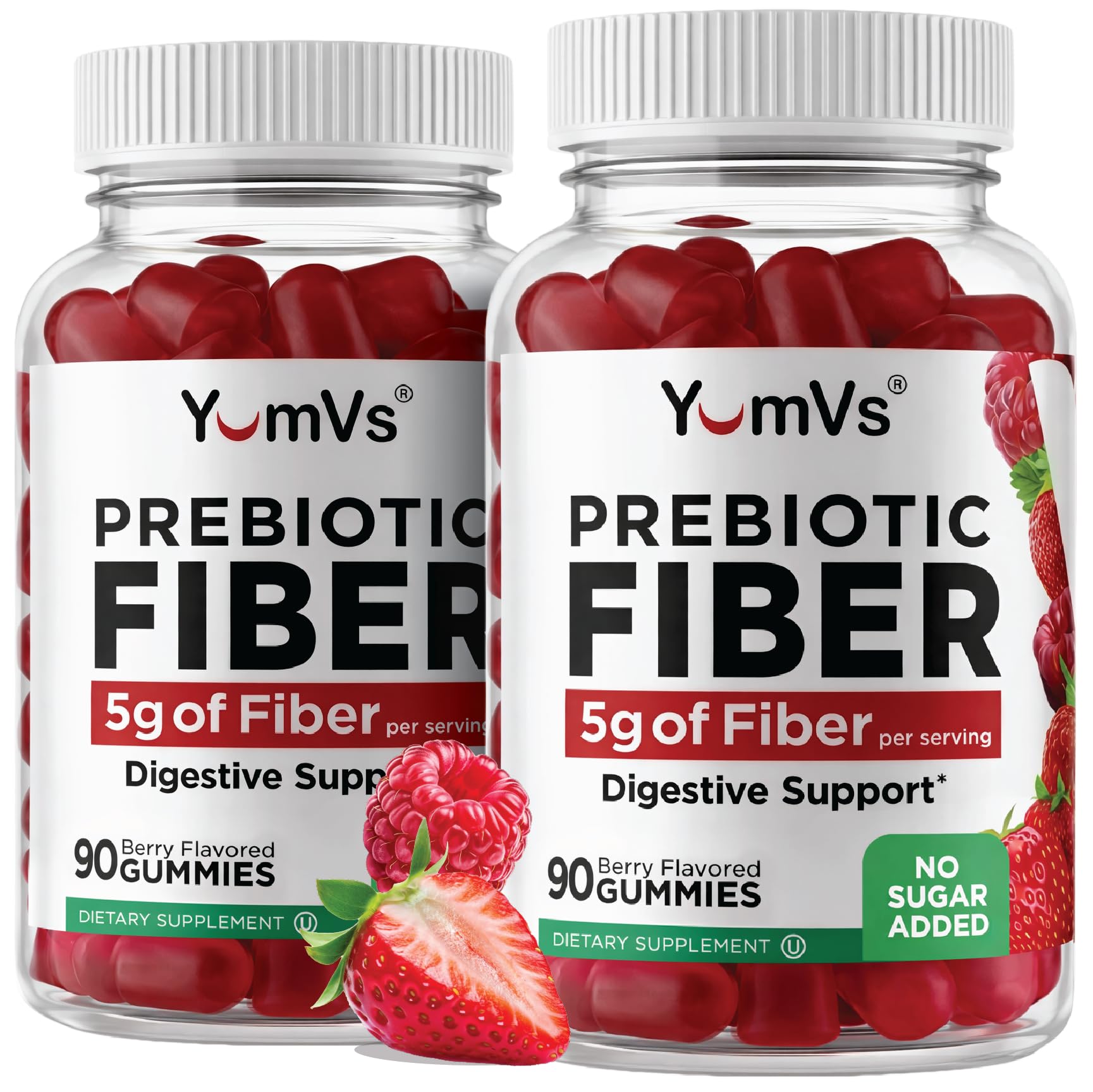 YUM-V'S Prebiotic Fiber Gummies front view with berry flavour