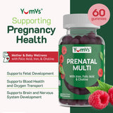 YUM-V'S Prenatal Gummies side view with nutritional information