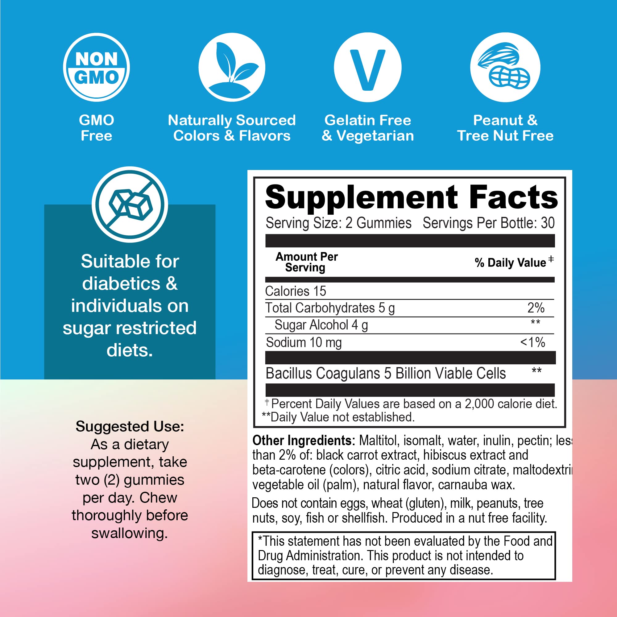 YUM-V'S Probiotic Gummies for Women ingredients list
