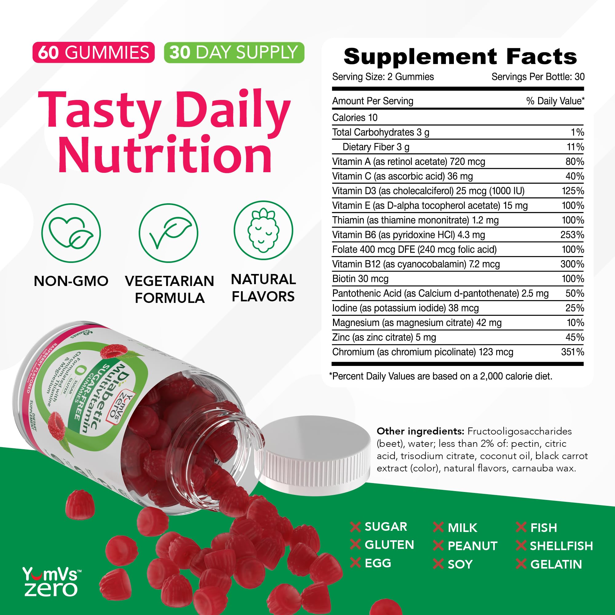 YUM-V'S Sugar Free Multivitamin Gummies nutritional information