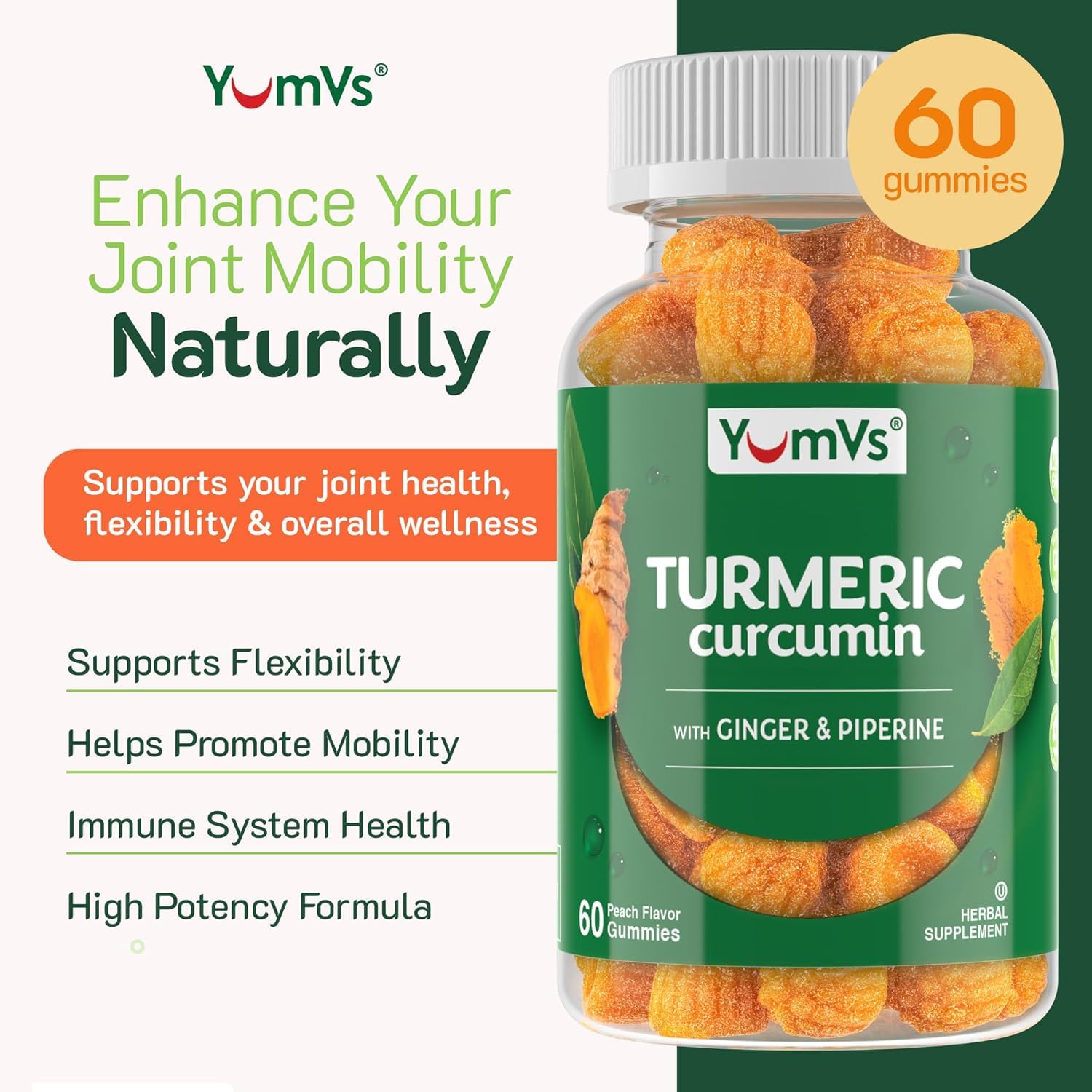 YUM-V'S Turmeric Gummies packaging side view