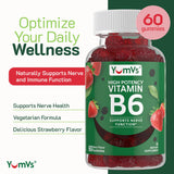 YUM-V'S Vitamin B6 Gummies 100mg Strawberry Flavour bottle side view