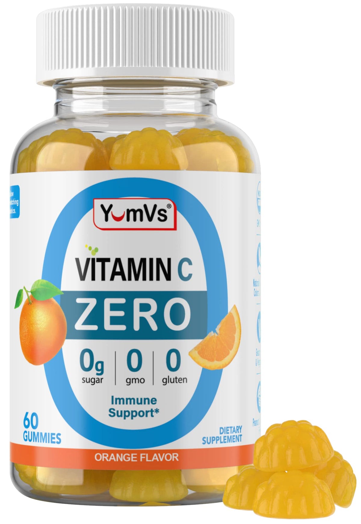 YUM-V'S Vitamin C Gummies 250mg orange flavour front view
