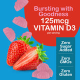 YUM-V'S Vitamin D3 Gummies close-up of gummies showcasing raspberry colour
