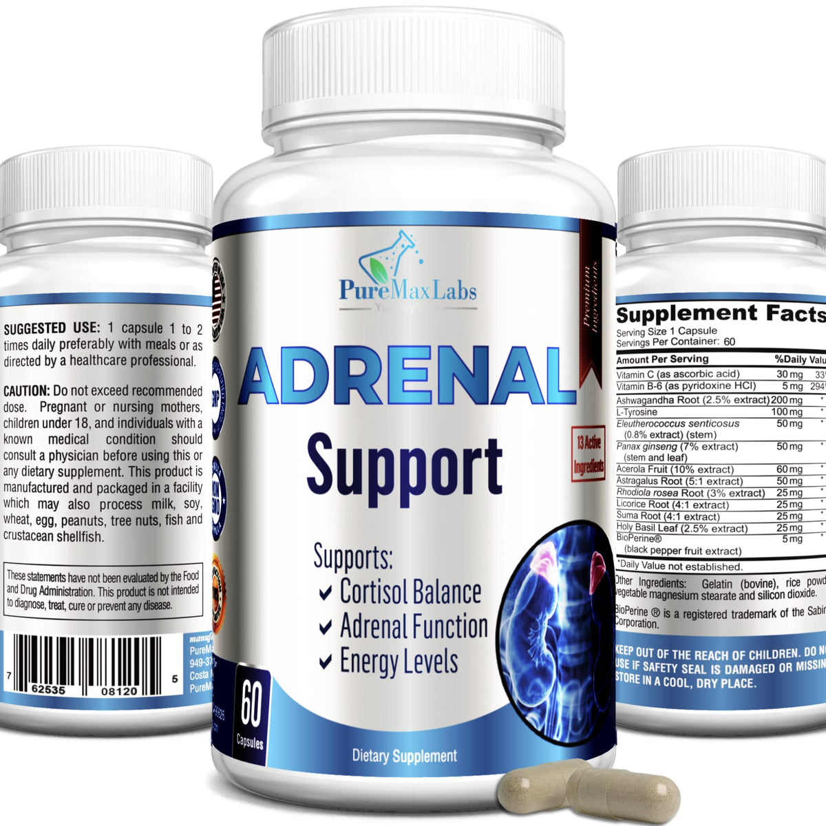 YUMMYVITE Adrenal Support Supplement front view with packaging