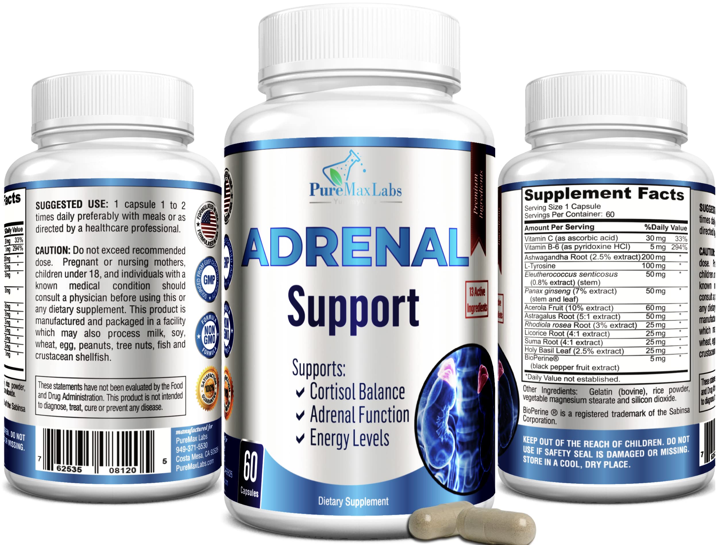 YUMMYVITE Adrenal Support Supplement on a wooden table