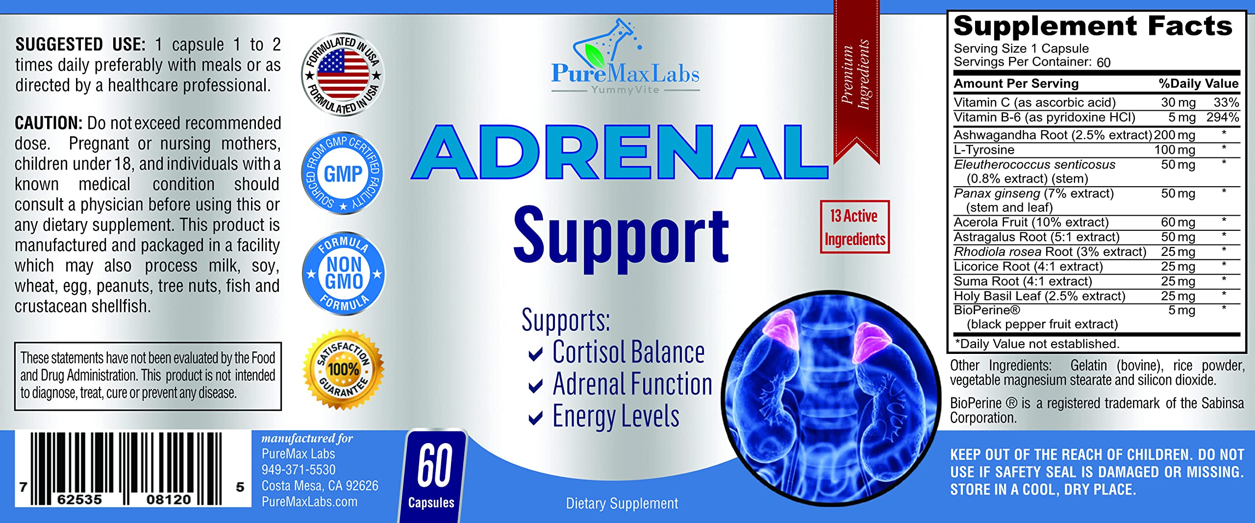 YUMMYVITE Adrenal Support Supplement with a measuring spoon