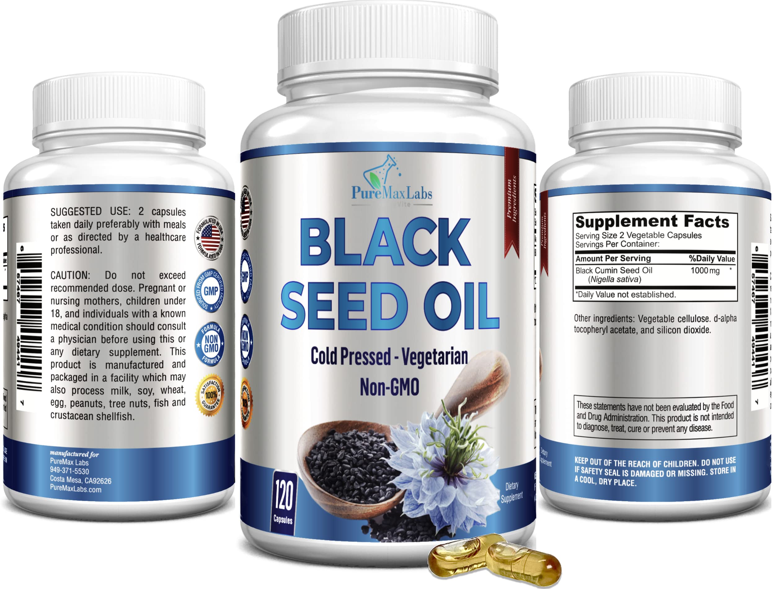 YUMMYVITE Black Seed Oil Capsules on a wooden table