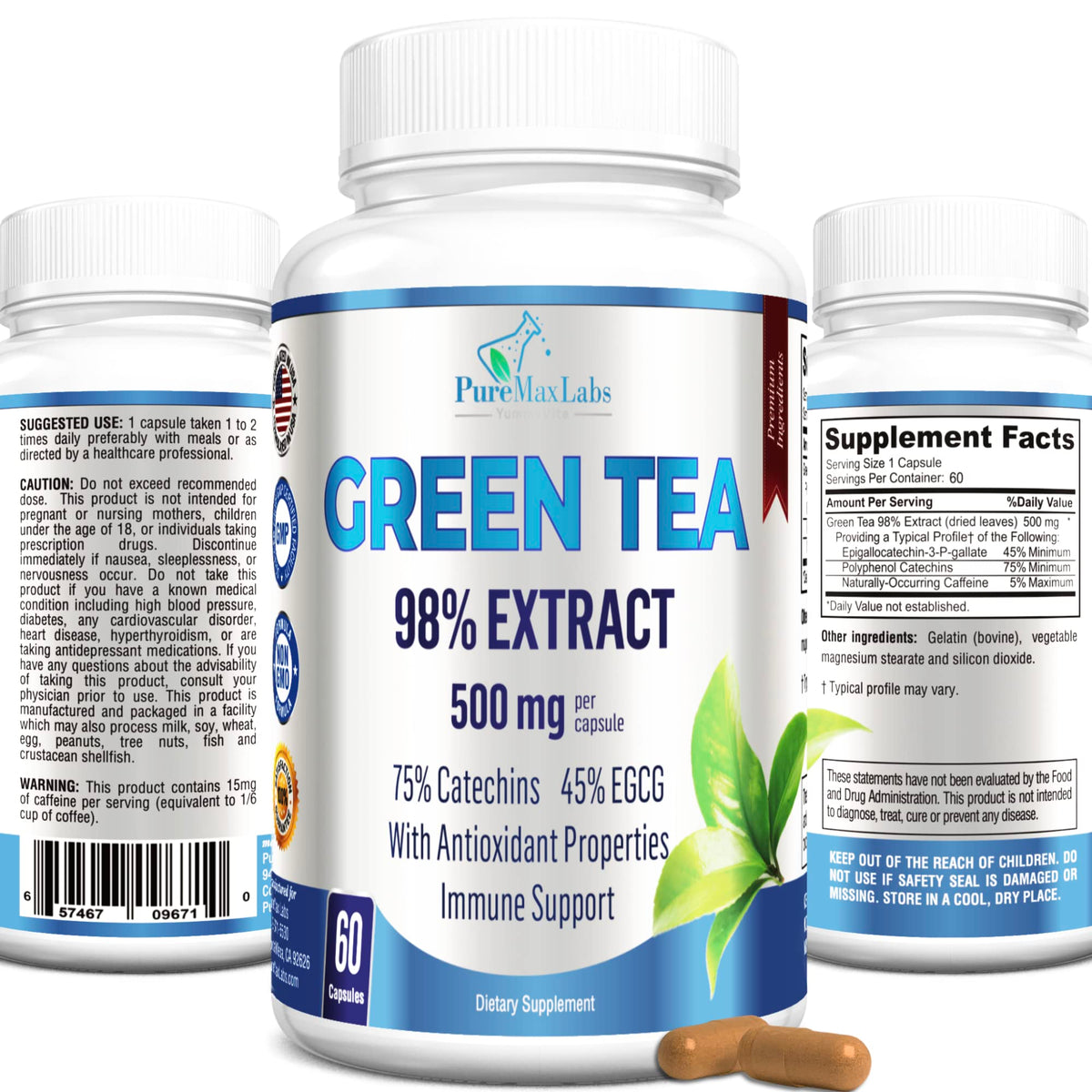 YUMMYVITE Green Tea Extract Capsules front view