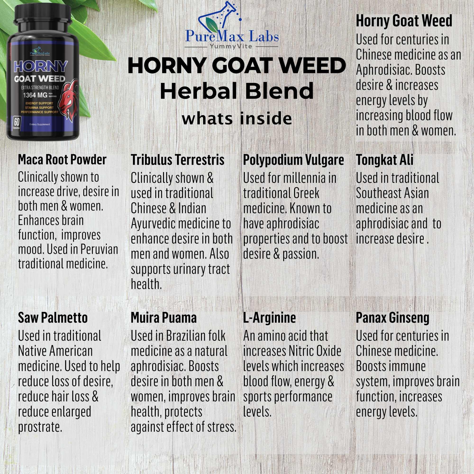 YUMMYVITE Horny Goat Weed Herbal Supplement bottle with cap open